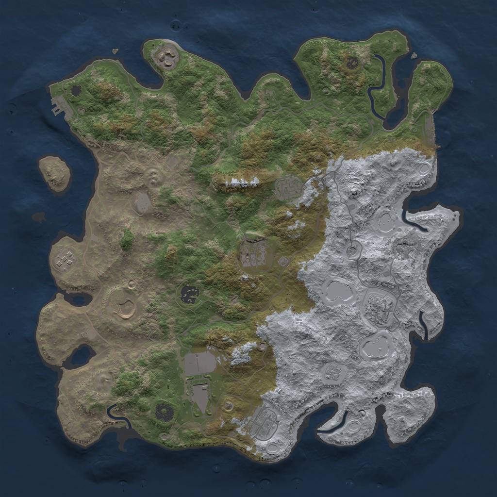 Rust Map: Procedural Map, Size: 4000, Seed: 1929540841, 18 Monuments