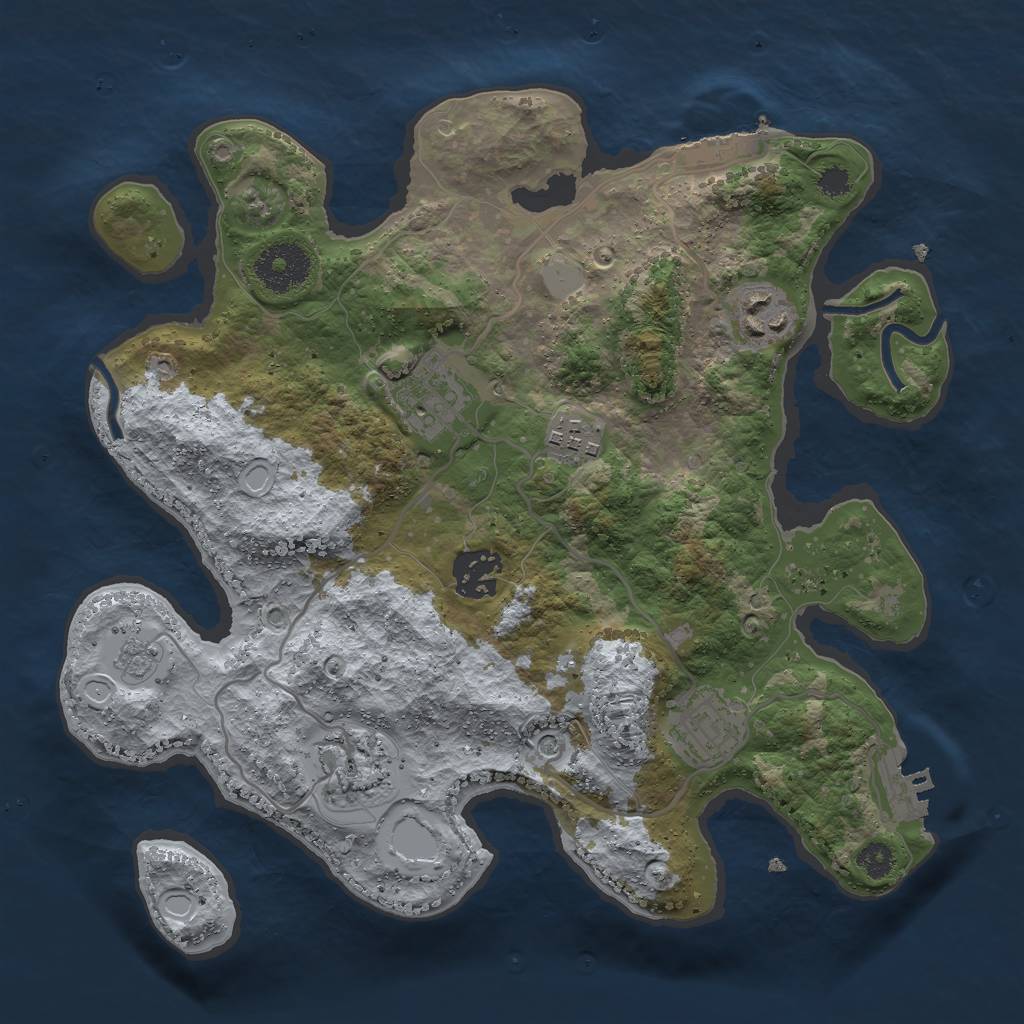 Rust Map: Procedural Map, Size: 3000, Seed: 1609640850, 15 Monuments