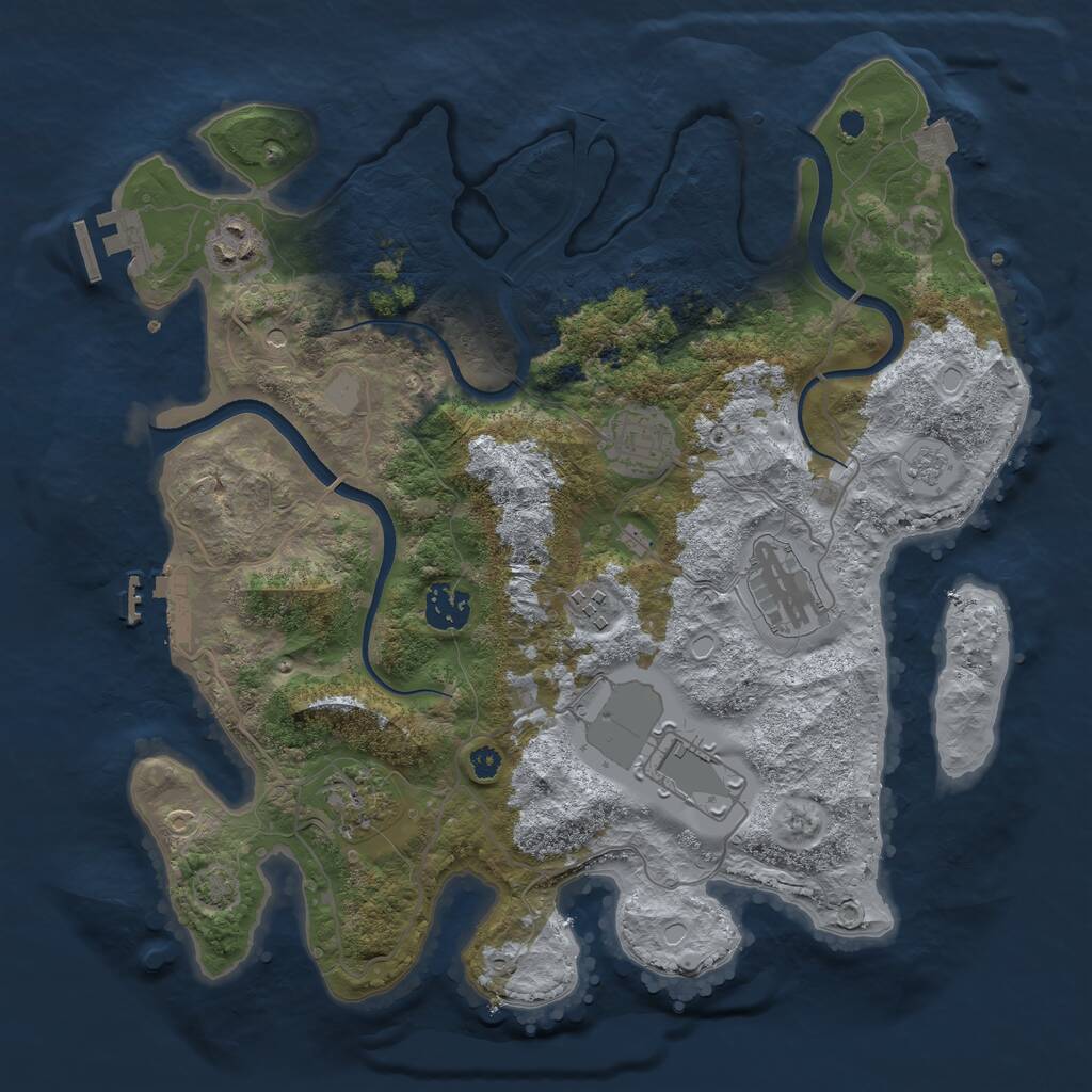 Rust Map: Procedural Map, Size: 3500, Seed: 66687737, 13 Monuments