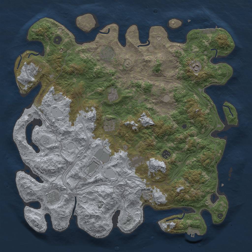 Rust Map: Procedural Map, Size: 4500, Seed: 834861736, 19 Monuments