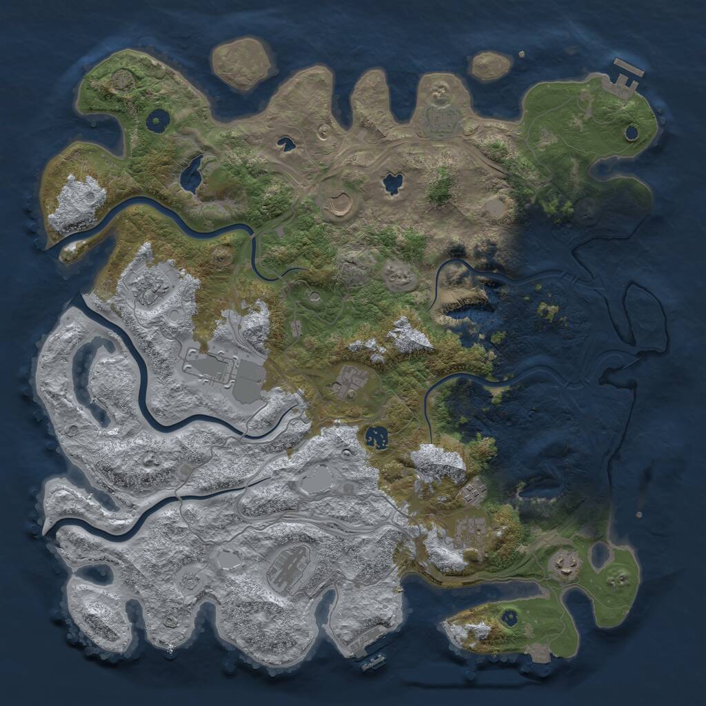 Rust Map: Procedural Map, Size: 4500, Seed: 834861736, 16 Monuments
