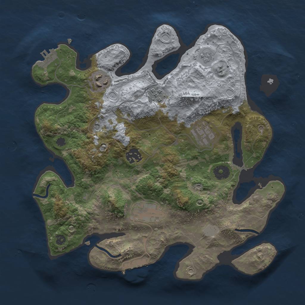 Rust Map: Procedural Map, Size: 3000, Seed: 28233, 14 Monuments