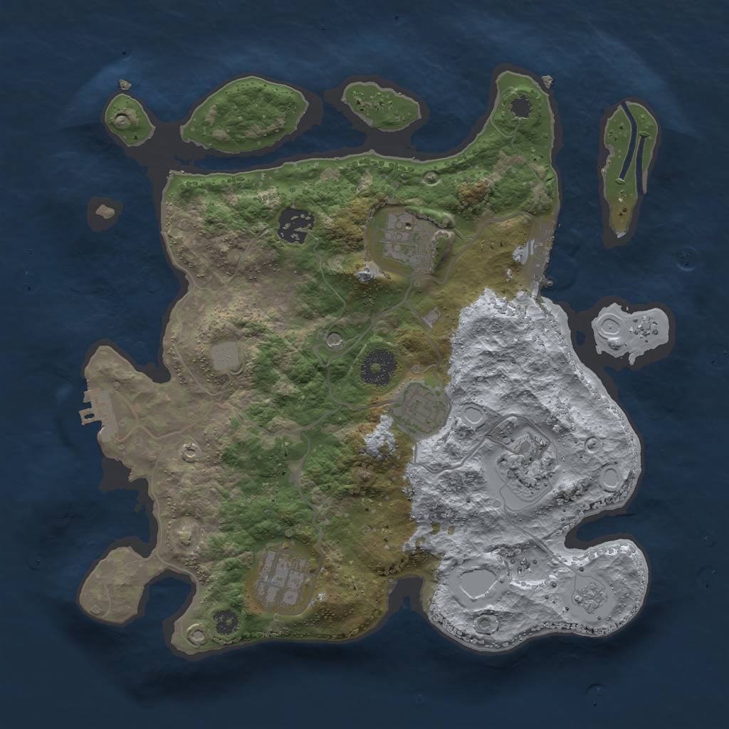 Rust Map: Procedural Map, Size: 3000, Seed: 1057190516, 14 Monuments