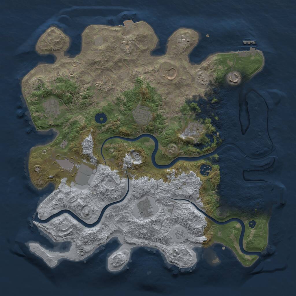 Rust Map: Procedural Map, Size: 3800, Seed: 659831079, 16 Monuments