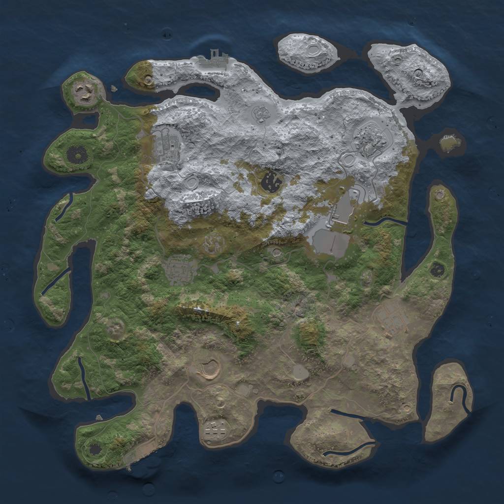Rust Map: Procedural Map, Size: 3750, Seed: 533947511, 18 Monuments