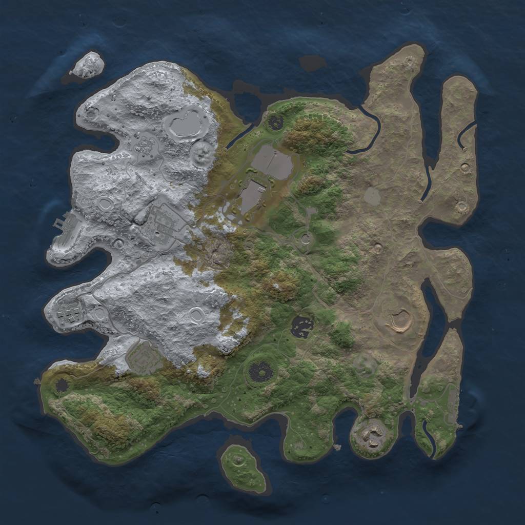 Rust Map: Procedural Map, Size: 3500, Seed: 363832286, 16 Monuments
