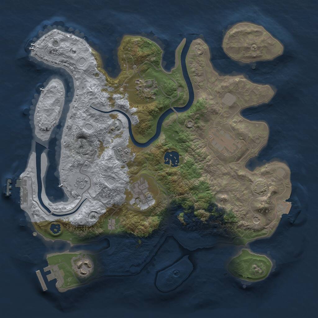 Rust Map: Procedural Map, Size: 3000, Seed: 10240, 12 Monuments