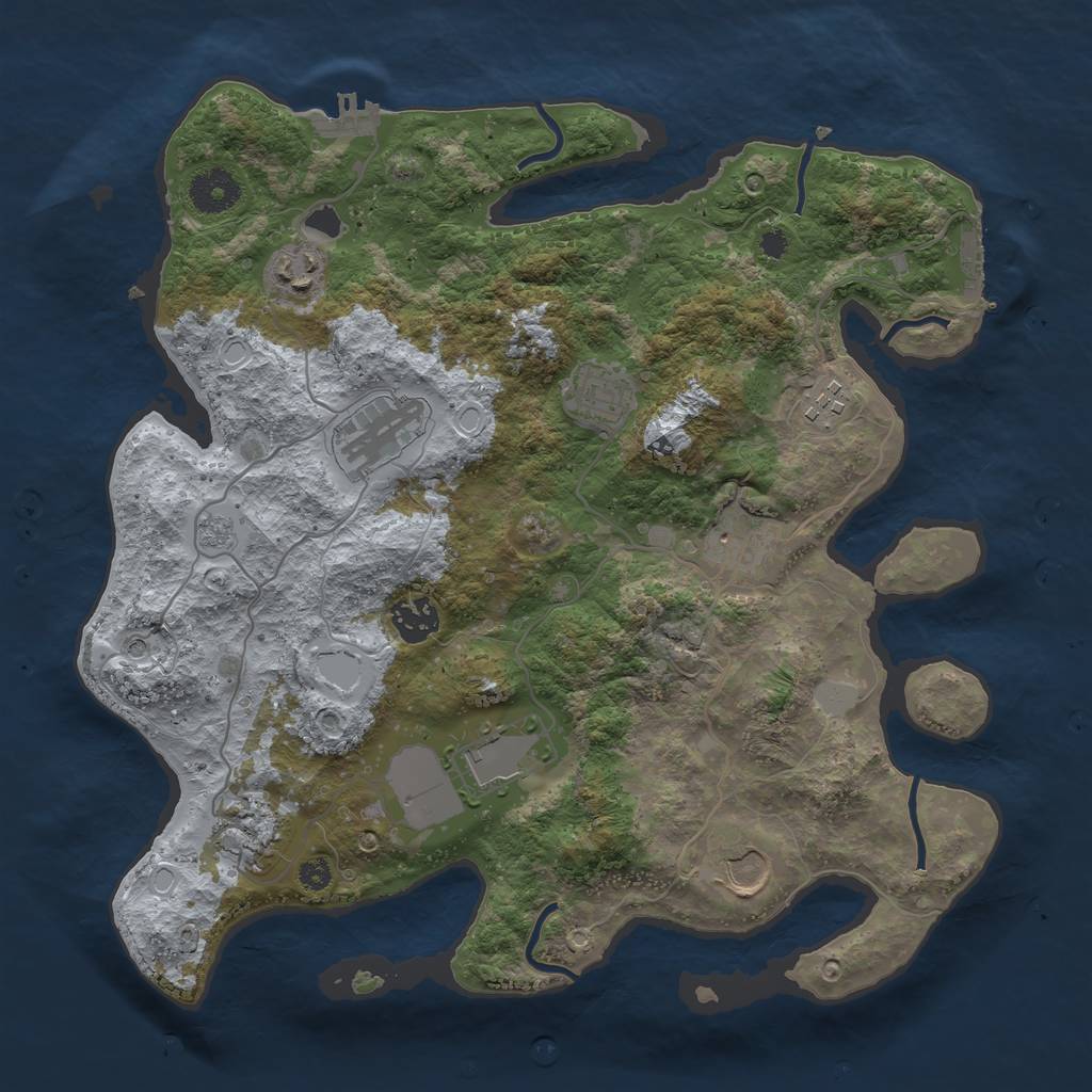 Rust Map: Procedural Map, Size: 3500, Seed: 462, 18 Monuments
