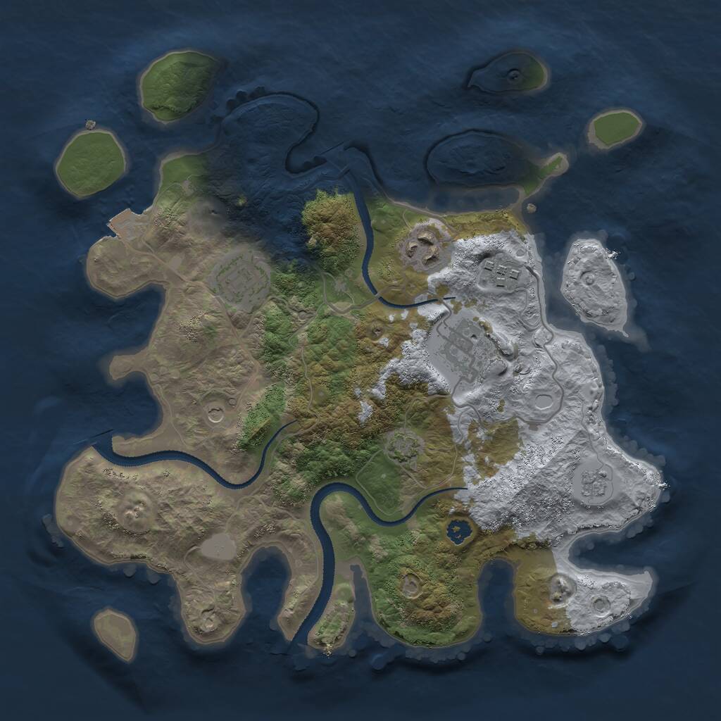 Rust Map: Procedural Map, Size: 3000, Seed: 654, 8 Monuments