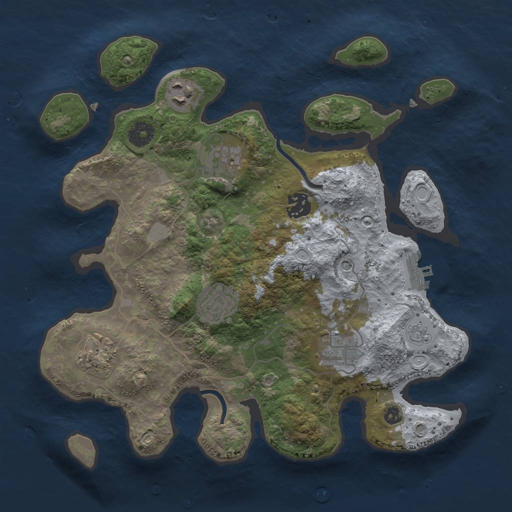 Rust Map: Procedural Map, Size: 3000, Seed: 654, 14 Monuments