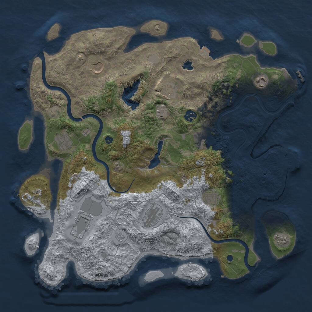 Rust Map: Procedural Map, Size: 4000, Seed: 297449870, 16 Monuments