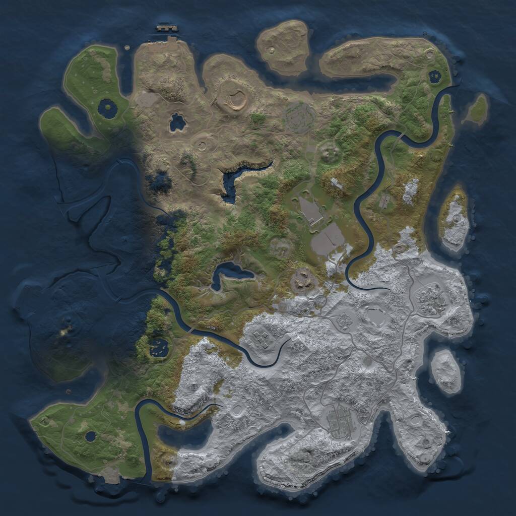 Rust Map: Procedural Map, Size: 4000, Seed: 1095598629, 14 Monuments