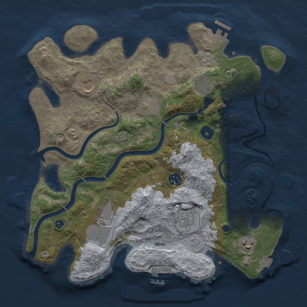 Rust Map: Procedural Map, Size: 3500, Seed: 310282039, 14 Monuments