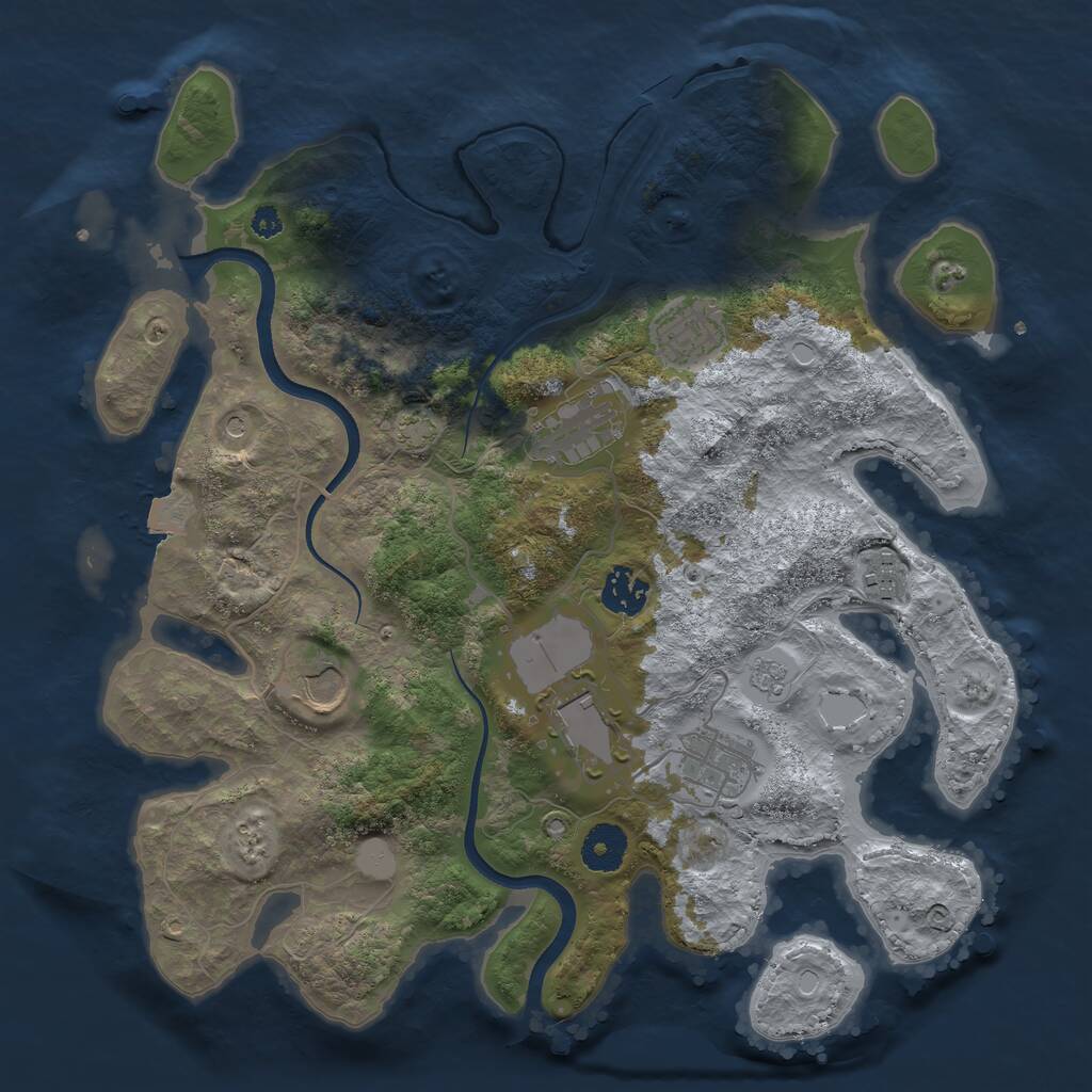 Rust Map: Procedural Map, Size: 3500, Seed: 432397503, 11 Monuments