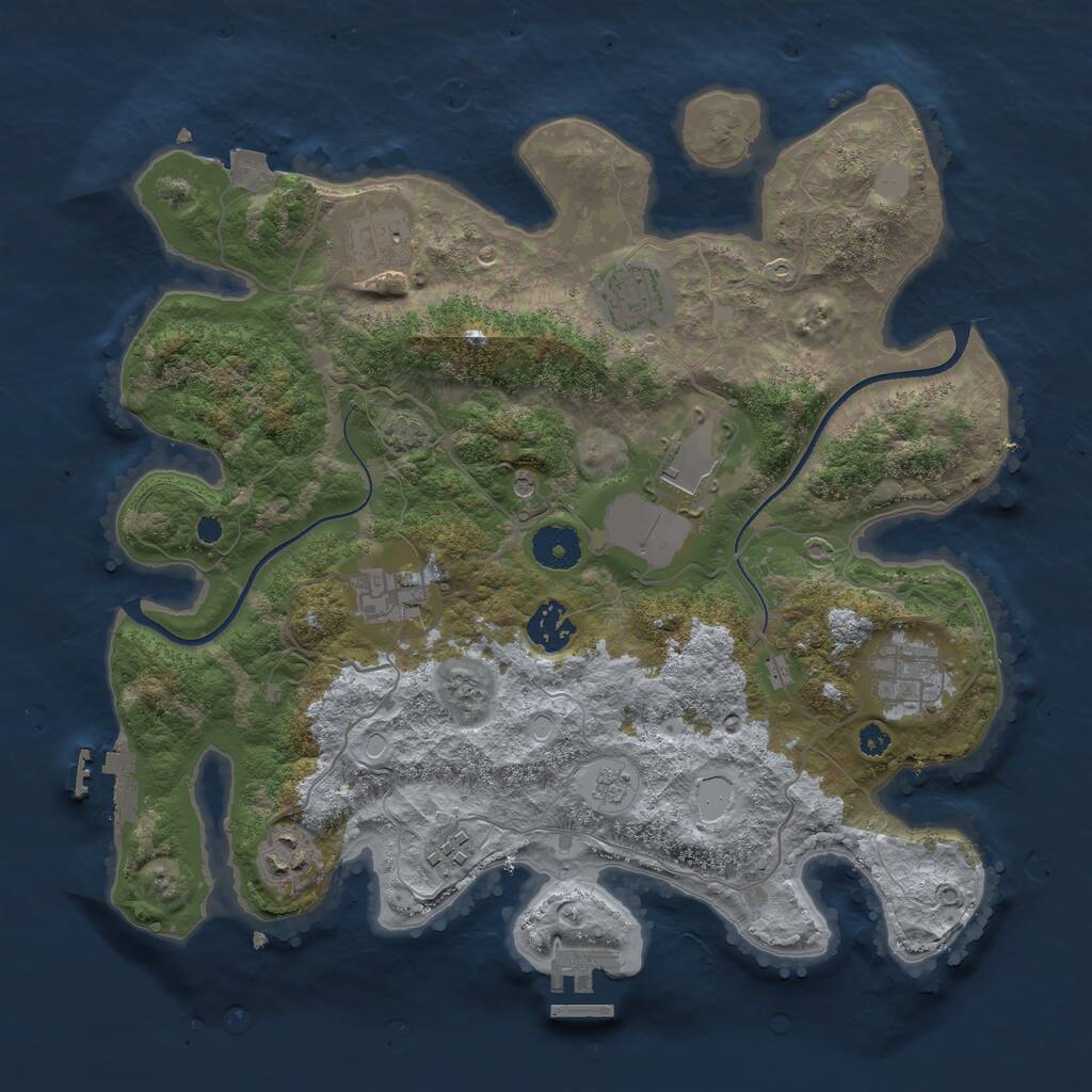 Rust Map: Procedural Map, Size: 3500, Seed: 1597154201, 14 Monuments