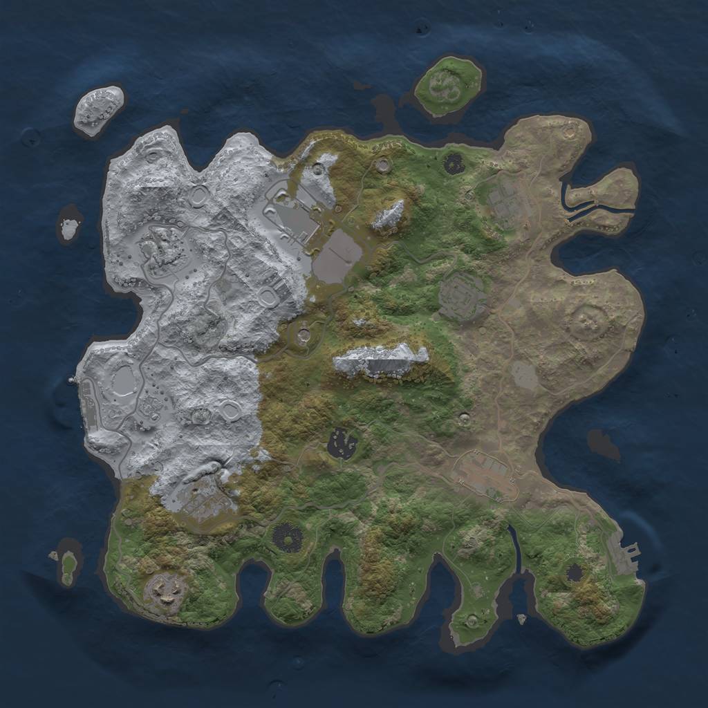 Rust Map: Procedural Map, Size: 3500, Seed: 36198822, 17 Monuments