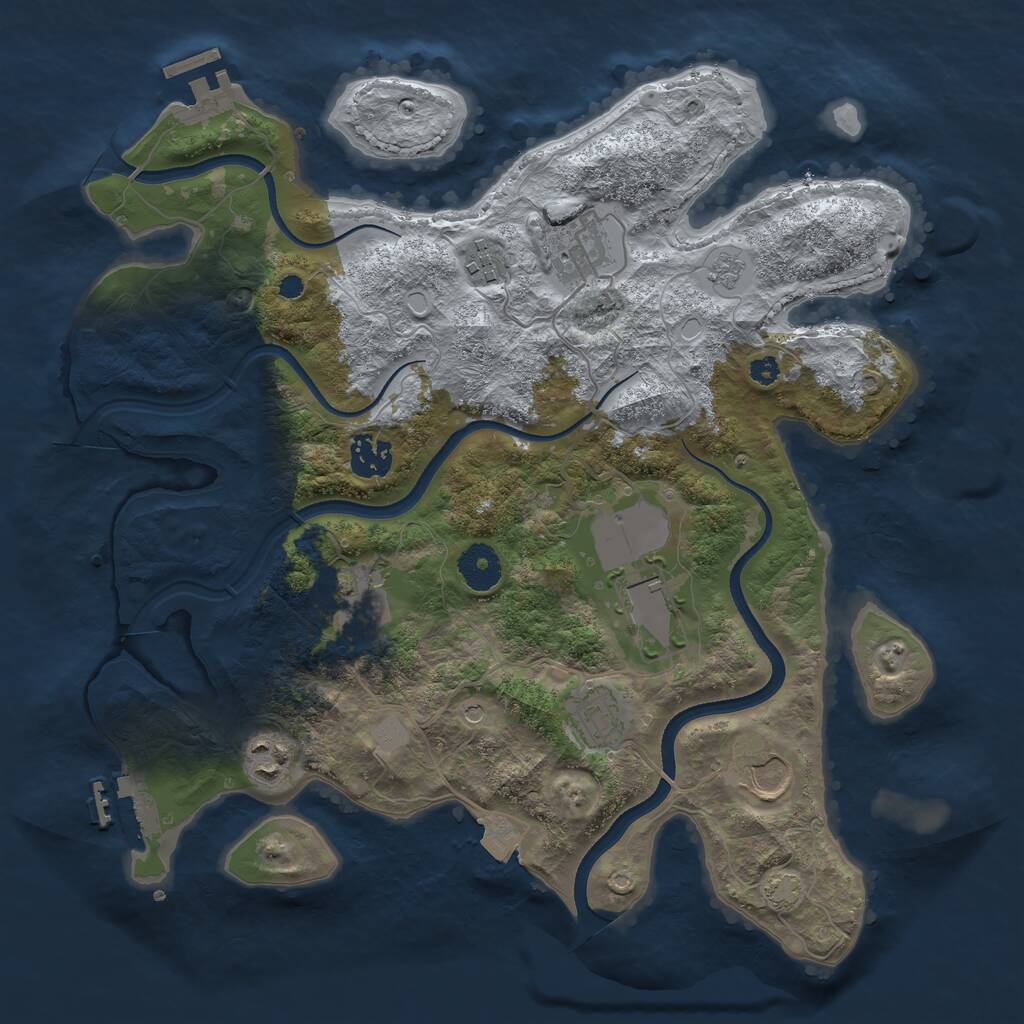 Rust Map: Procedural Map, Size: 3500, Seed: 20322267, 14 Monuments