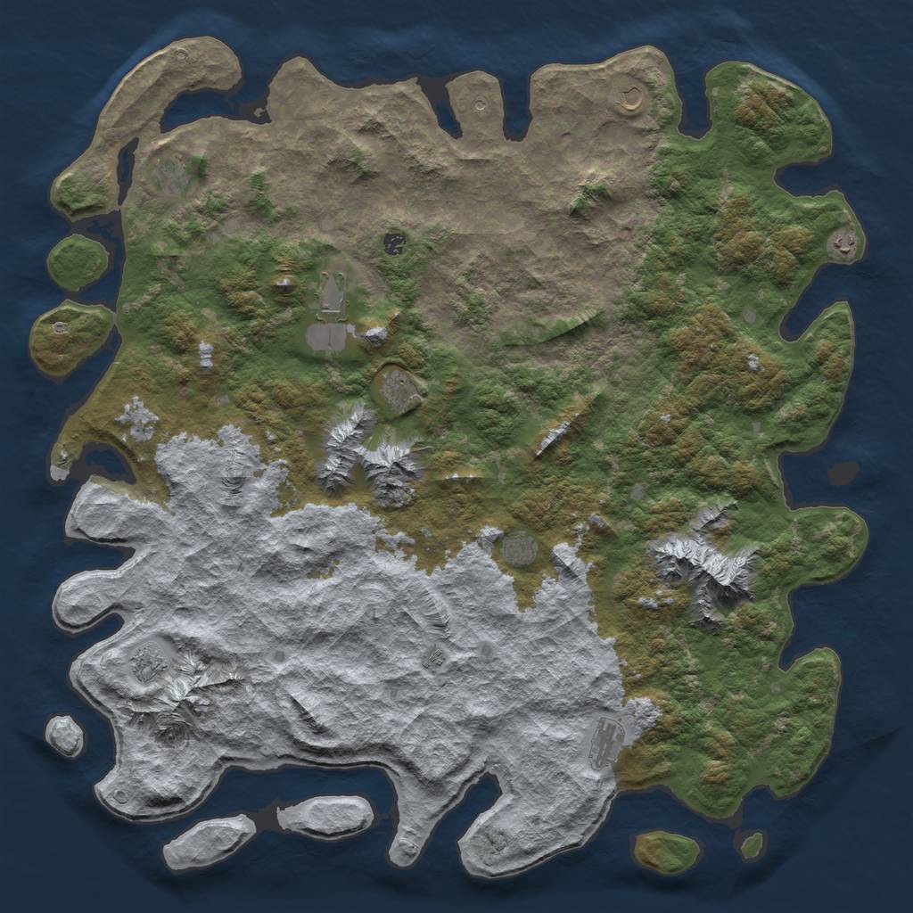 Rust Map: Barren, Size: 6000, Seed: 918, 13 Monuments