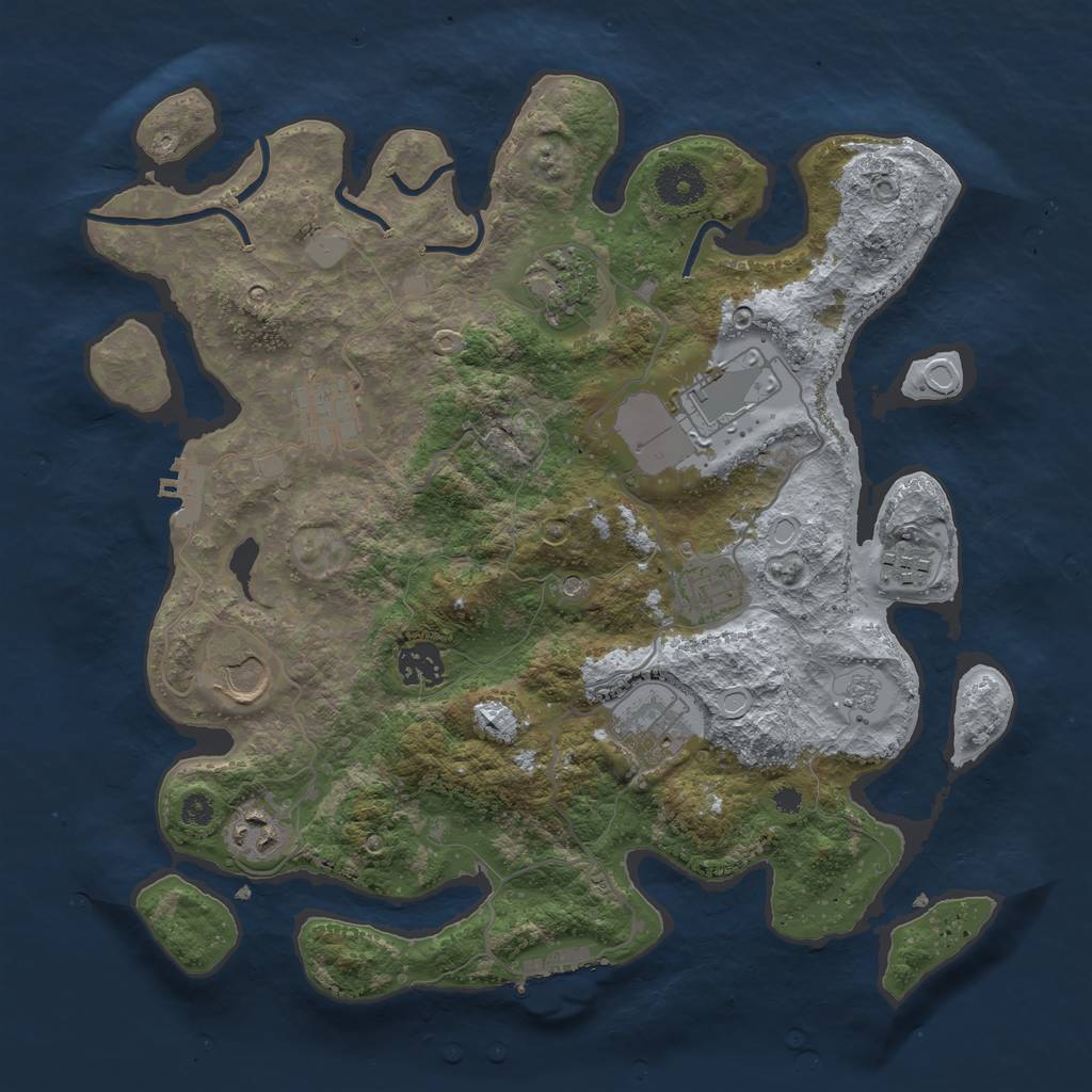 Rust Map: Procedural Map, Size: 3500, Seed: 65054425, 18 Monuments