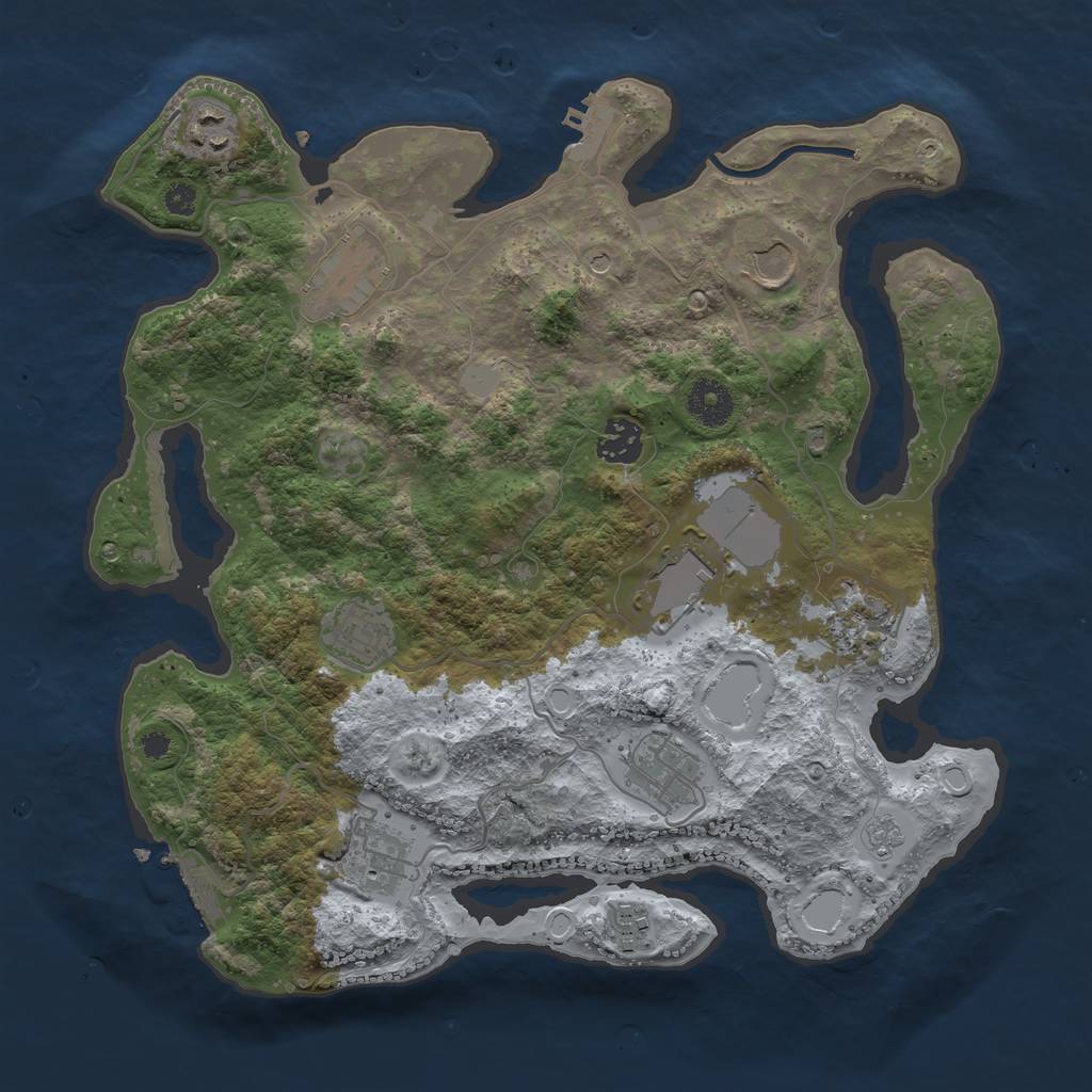 Rust Map: Procedural Map, Size: 3500, Seed: 21772626, 19 Monuments