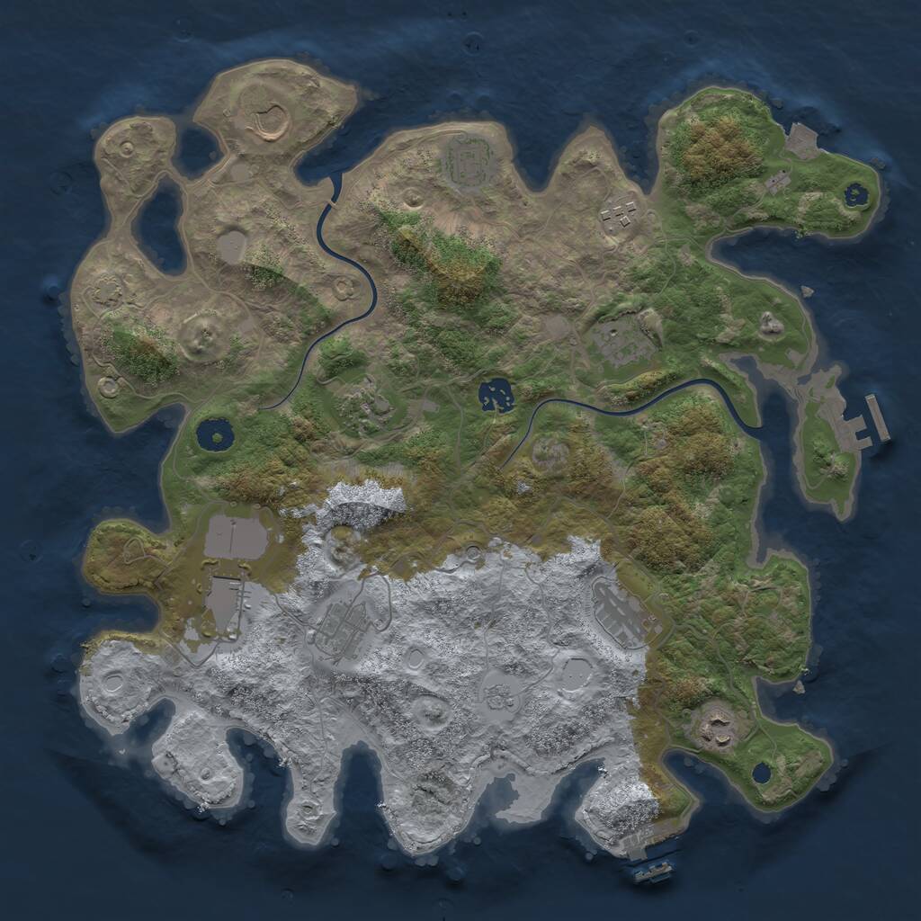Rust Map: Procedural Map, Size: 3850, Seed: 11988253, 16 Monuments