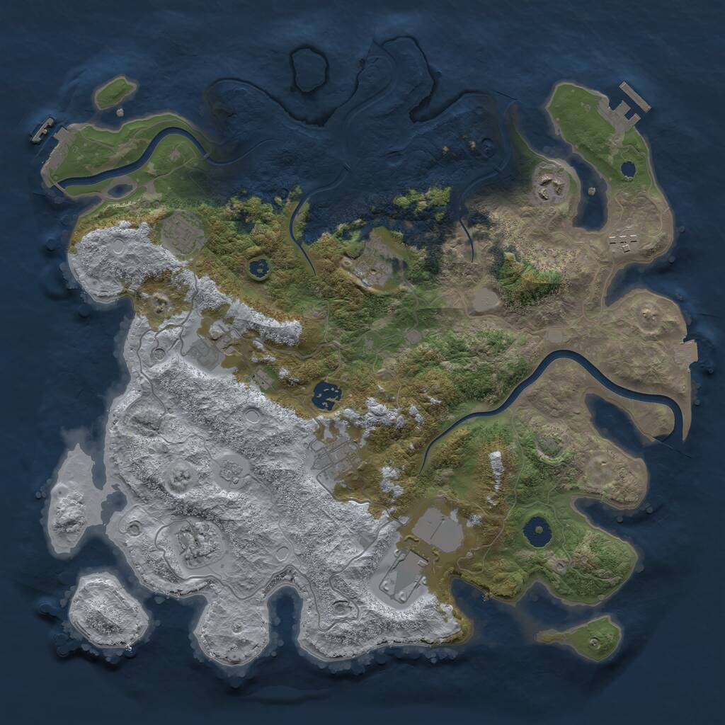 Rust Map: Procedural Map, Size: 3850, Seed: 9428267, 15 Monuments