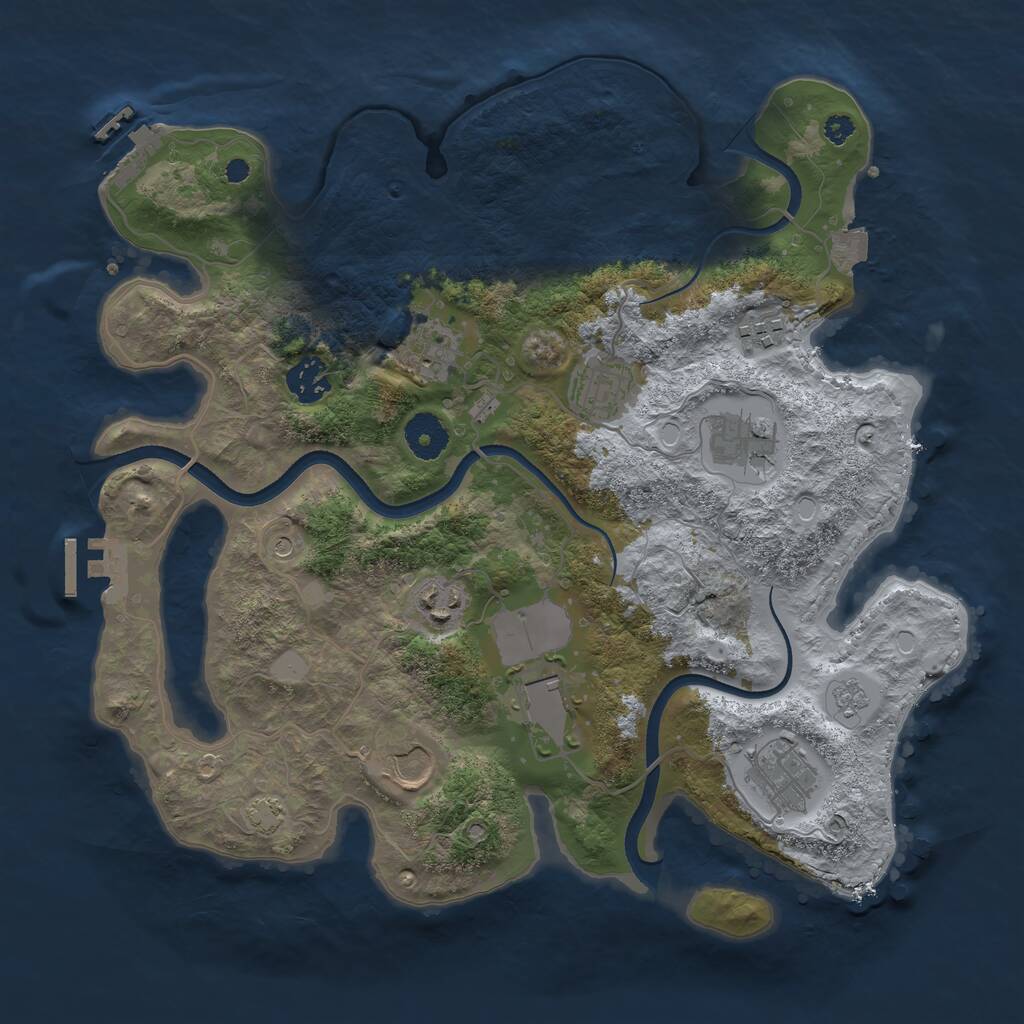 Rust Map: Procedural Map, Size: 3500, Seed: 1359911045, 15 Monuments