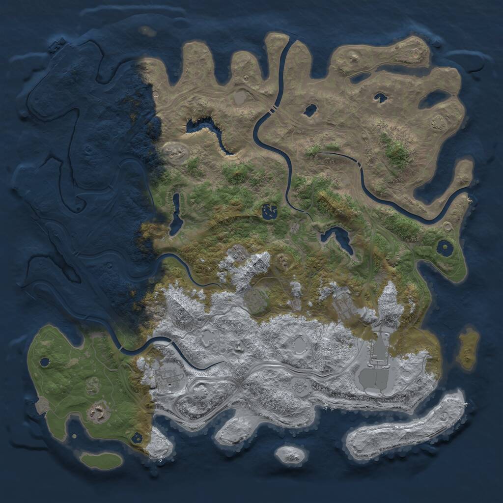 Rust Map: Procedural Map, Size: 4600, Seed: 8556215, 13 Monuments