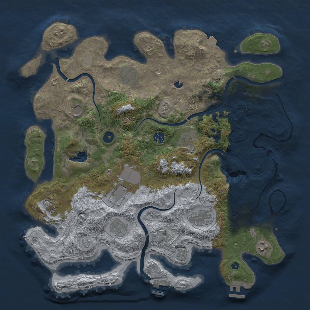Rust Map: Procedural Map, Size: 4050, Seed: 1632377421, 16 Monuments