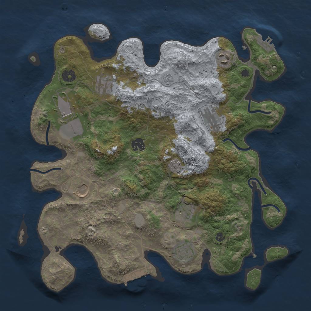 Rust Map: Procedural Map, Size: 3500, Seed: 124886, 18 Monuments