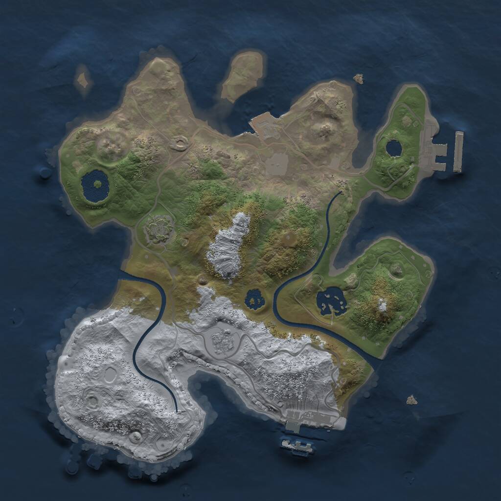 Rust Map: Procedural Map, Size: 2493, Seed: 2147483647, 6 Monuments