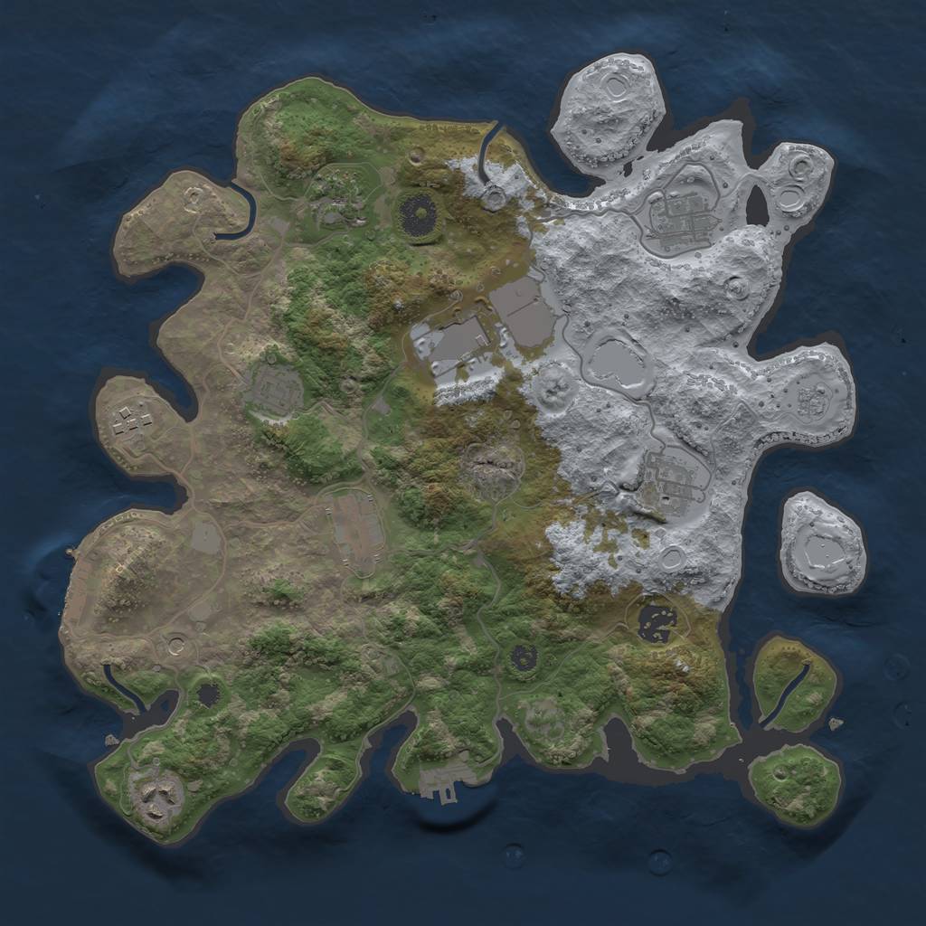 Rust Map: Procedural Map, Size: 3500, Seed: 7359274, 18 Monuments