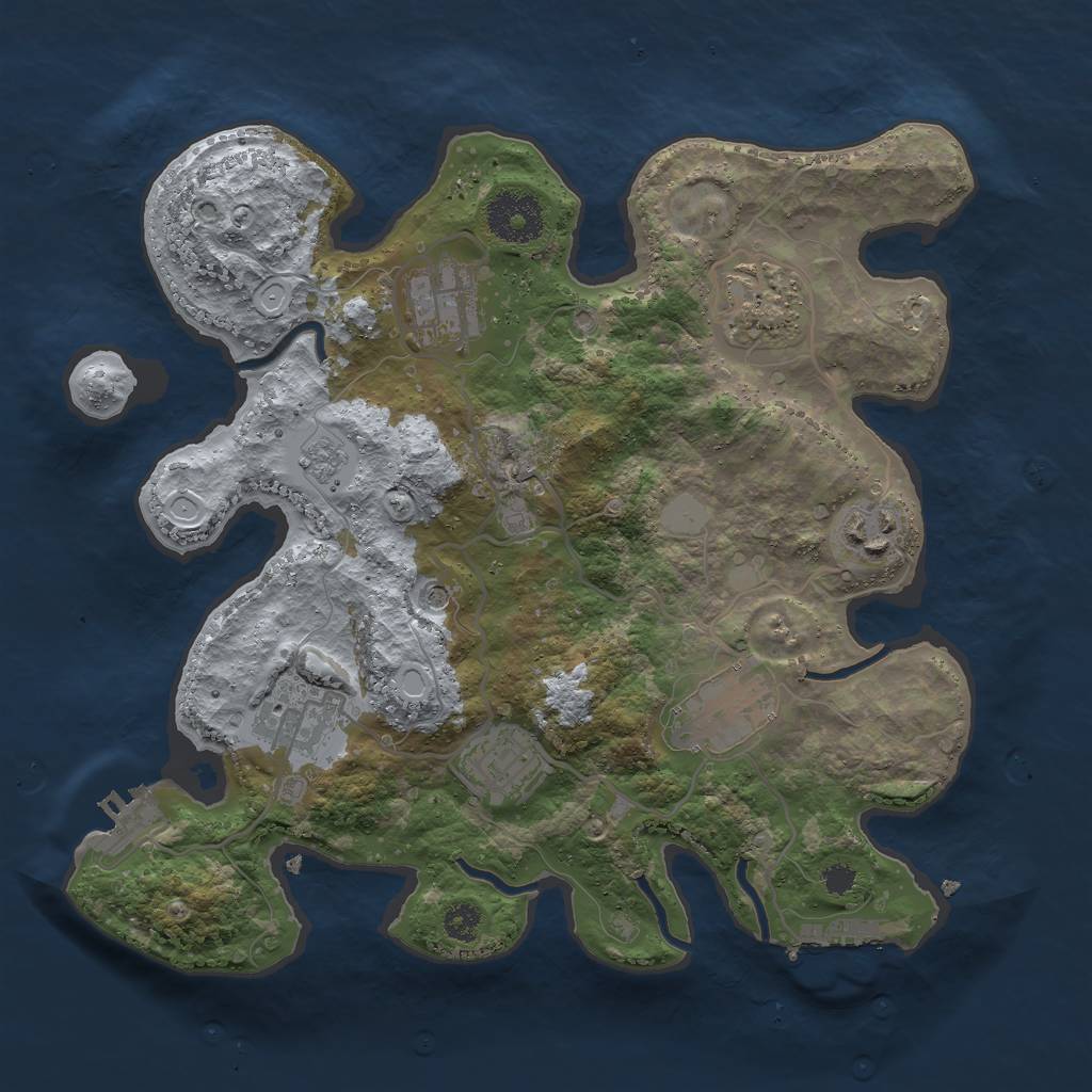 Rust Map: Procedural Map, Size: 3000, Seed: 2050426258, 15 Monuments