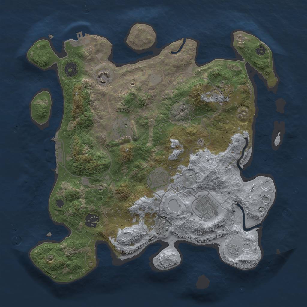 Rust Map: Procedural Map, Size: 3250, Seed: 12463, 15 Monuments