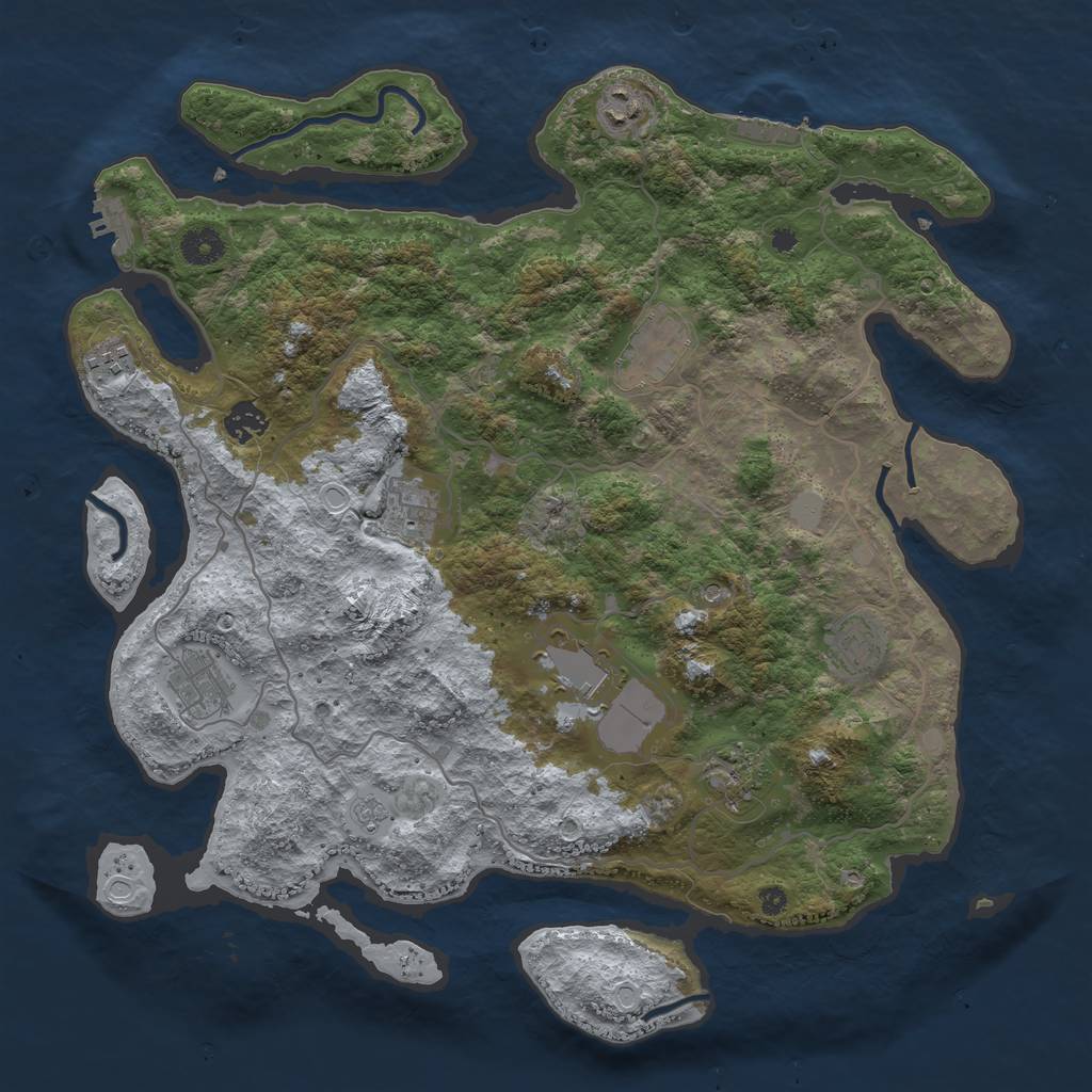 Rust Map: Procedural Map, Size: 4000, Seed: 1032464391, 18 Monuments