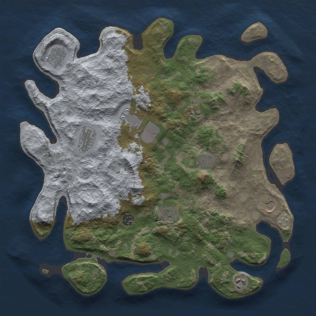 Rust Map: Barren, Size: 4050, Seed: 1339940260, 13 Monuments