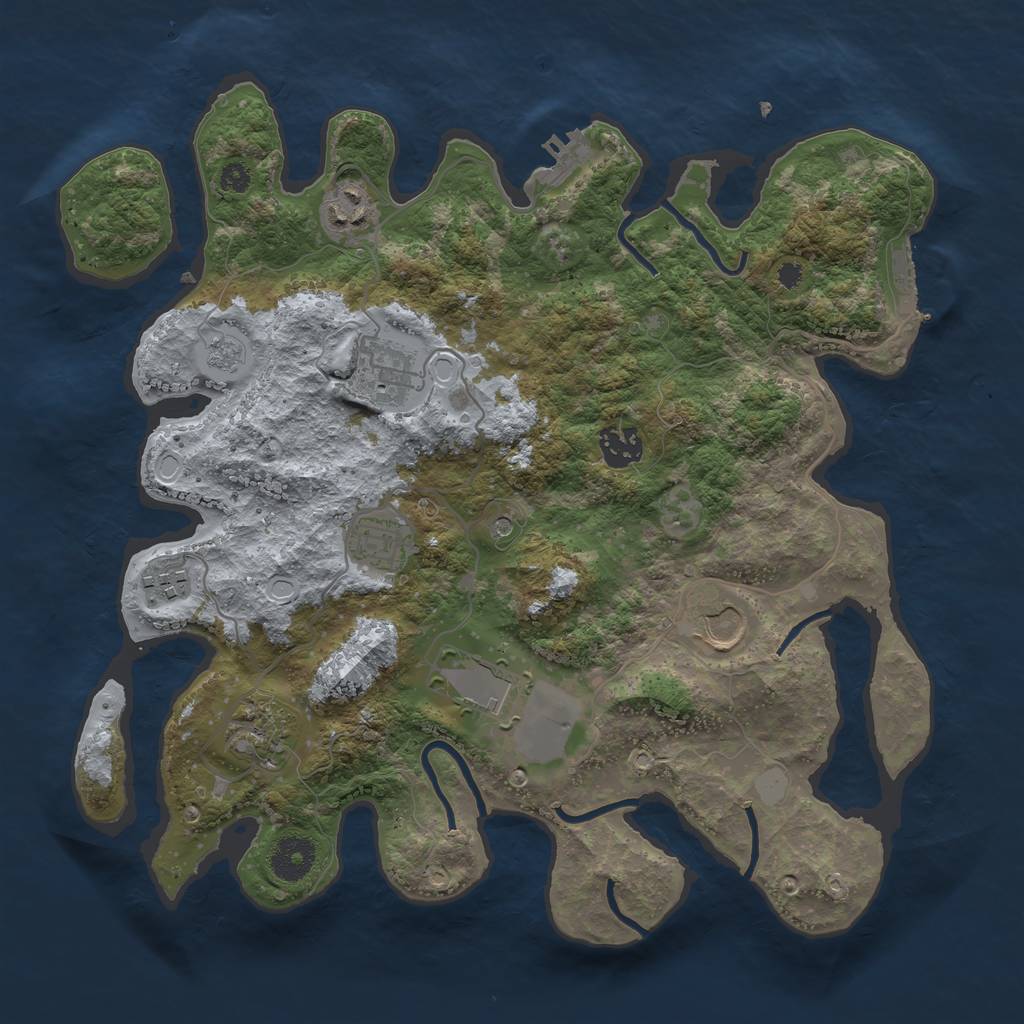 Rust Map: Procedural Map, Size: 3500, Seed: 44256, 17 Monuments