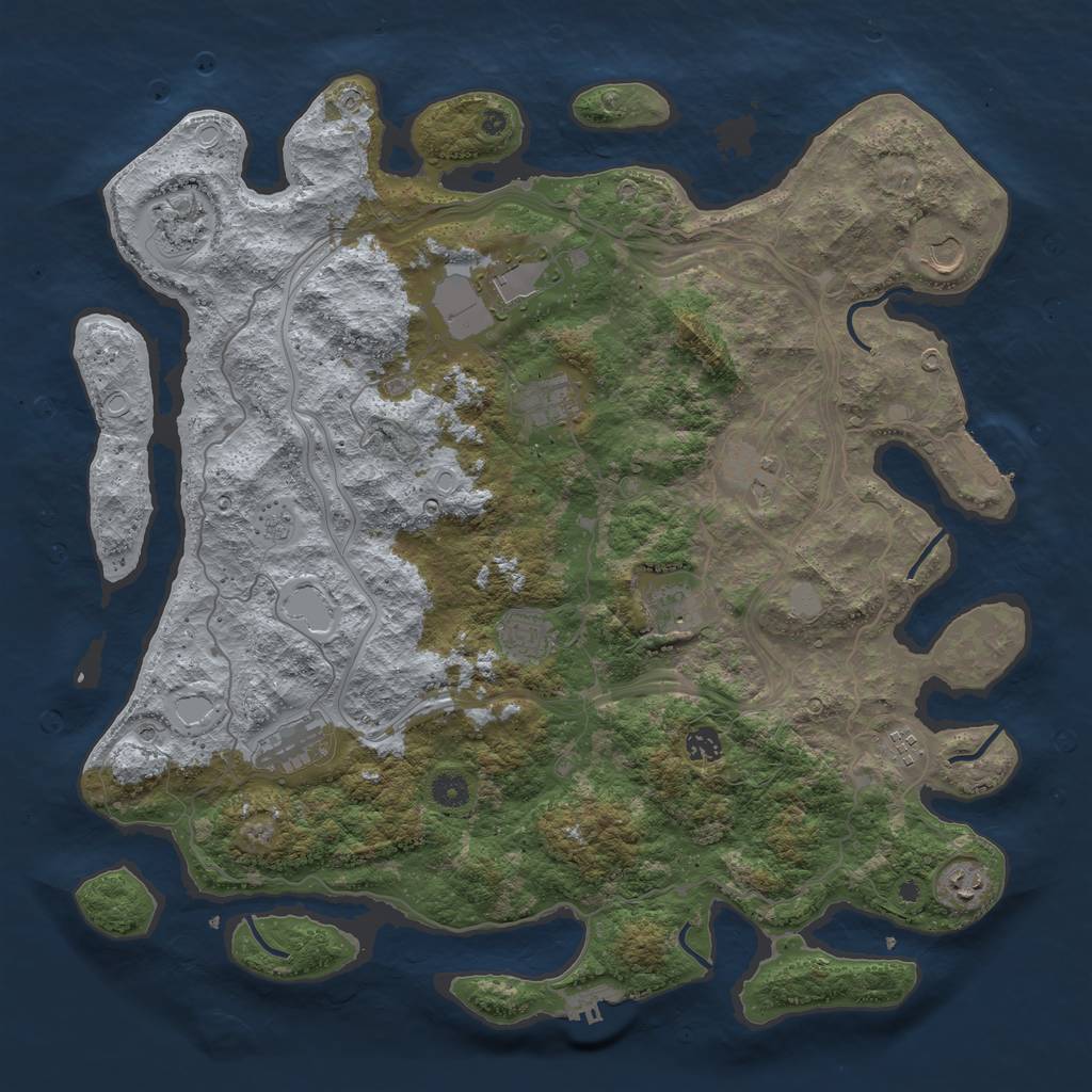 Rust Map: Procedural Map, Size: 4500, Seed: 2142306329, 20 Monuments