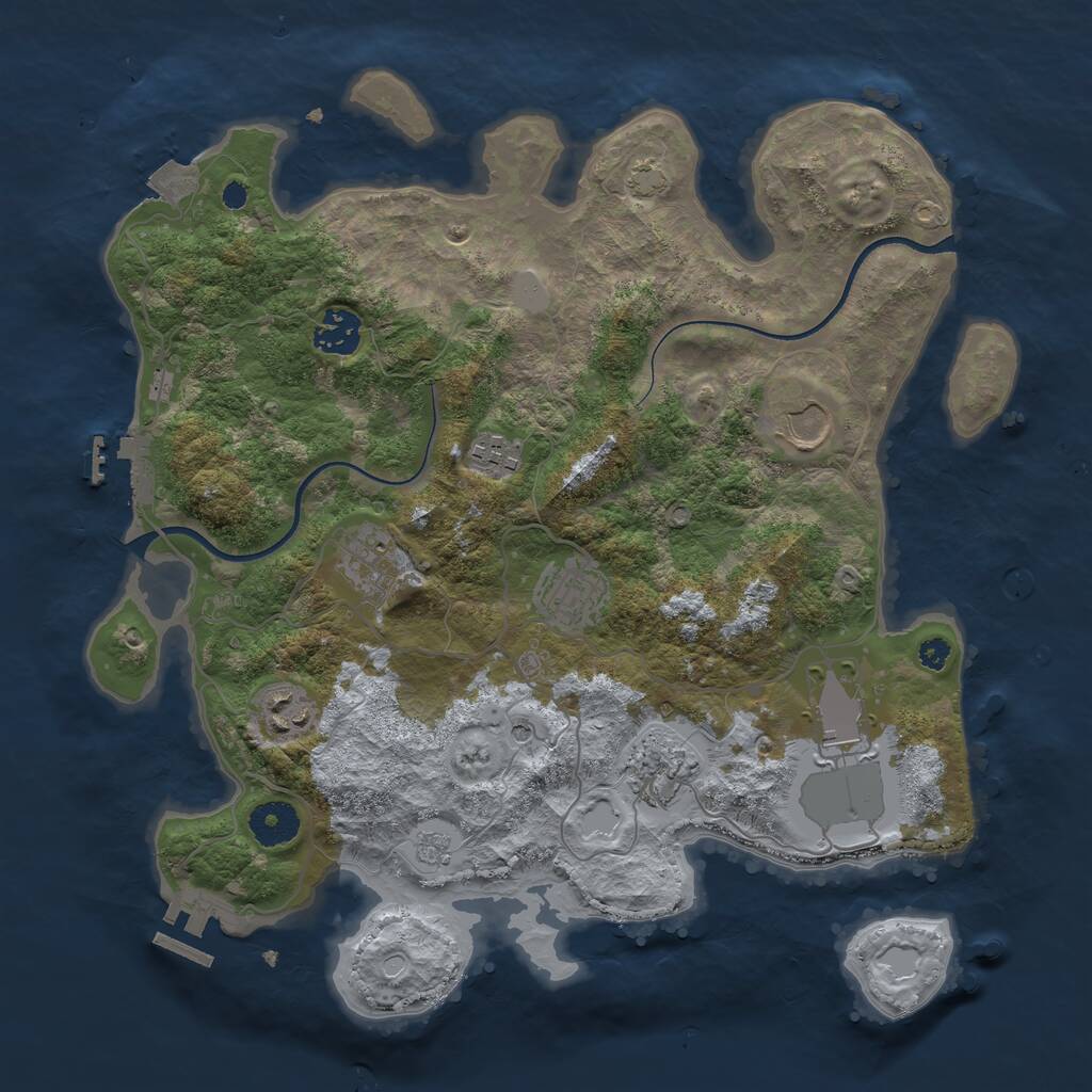 Rust Map: Procedural Map, Size: 3500, Seed: 4556453, 14 Monuments