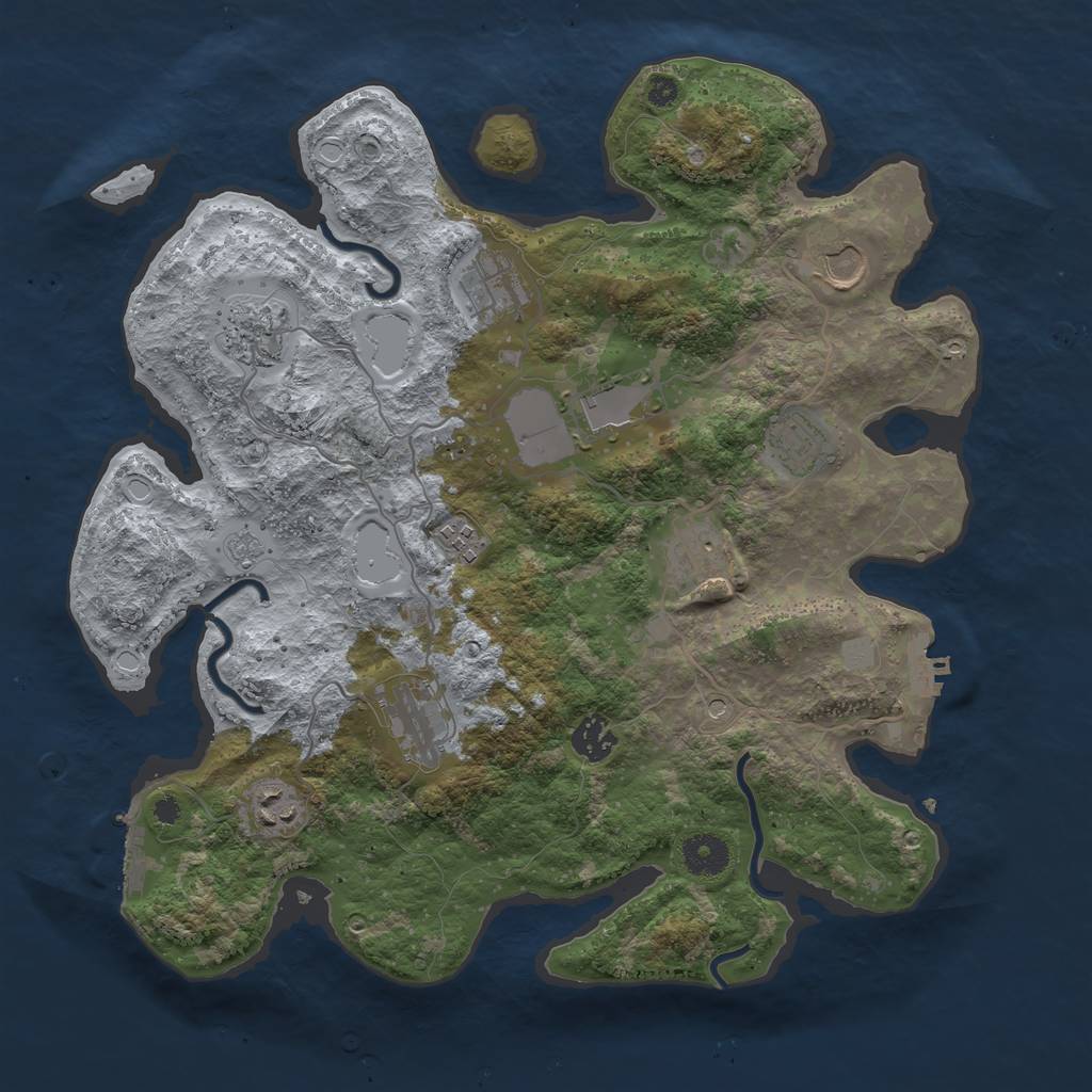 Rust Map: Procedural Map, Size: 3700, Seed: 2136420690, 19 Monuments