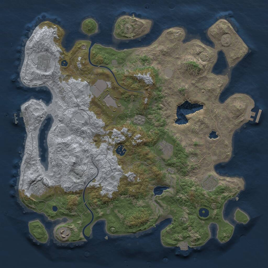 Rust Map: Procedural Map, Size: 4000, Seed: 1299059945, 14 Monuments