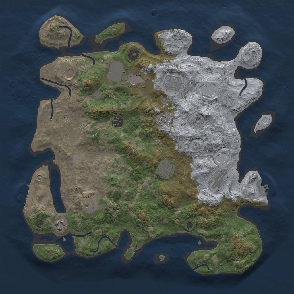 Rust Map: Procedural Map, Size: 3800, Seed: 1374688622, 18 Monuments