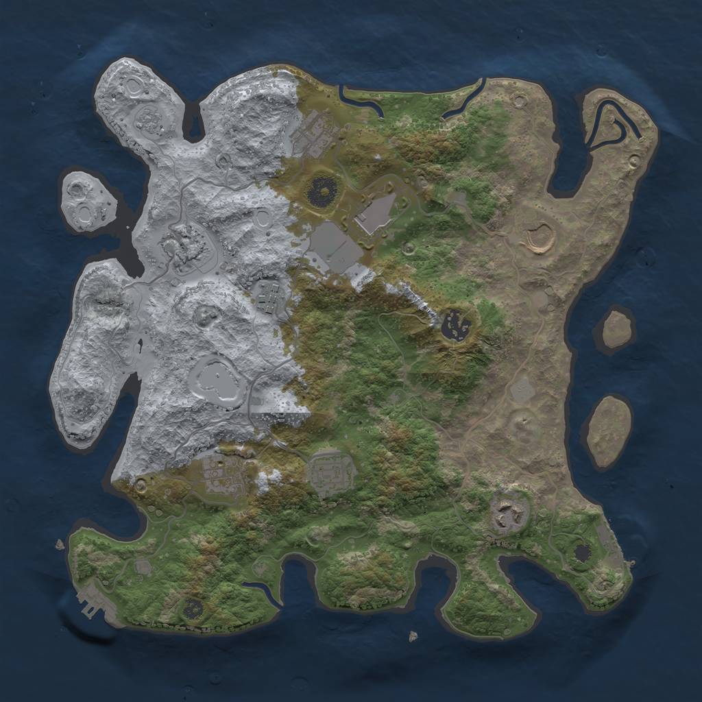 Rust Map: Procedural Map, Size: 3500, Seed: 74270918, 17 Monuments