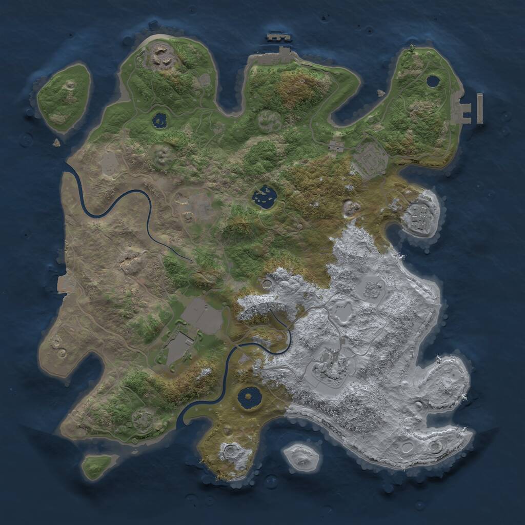 Rust Map: Procedural Map, Size: 3500, Seed: 10210375, 13 Monuments