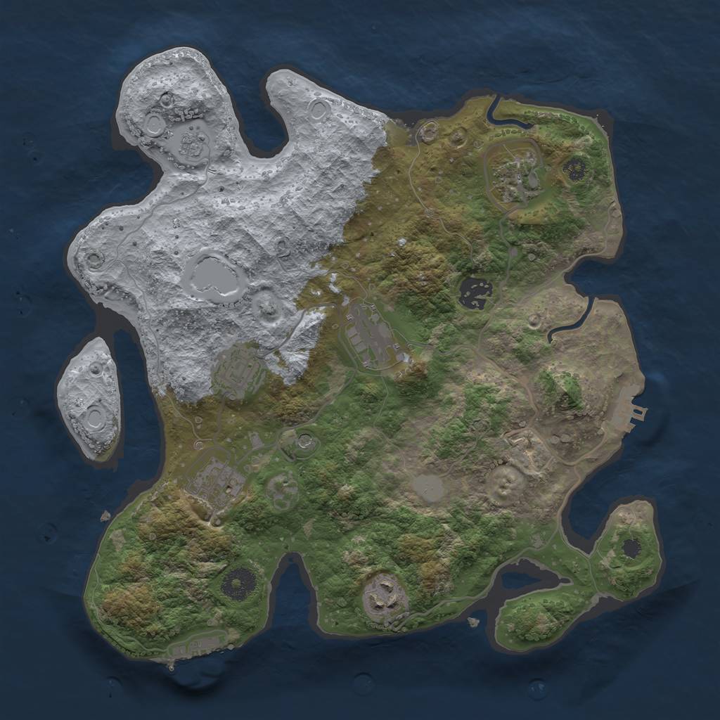 Rust Map: Procedural Map, Size: 3250, Seed: 599347490, 15 Monuments