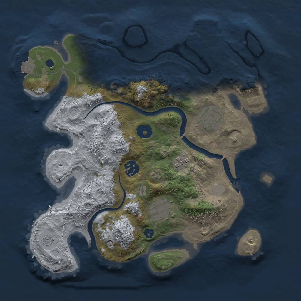 Rust Map: Procedural Map, Size: 3000, Seed: 44132123, 8 Monuments