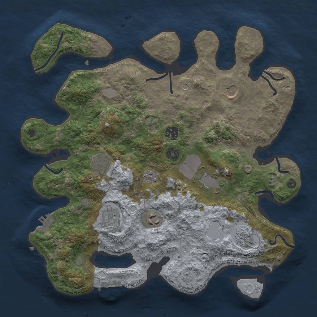 Rust Map: Procedural Map, Size: 3500, Seed: 1068106995, 17 Monuments