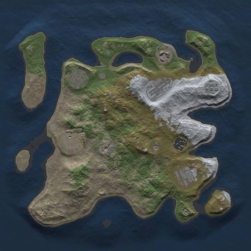 Rust Map: Barren, Size: 3000, Seed: 19726, 10 Monuments