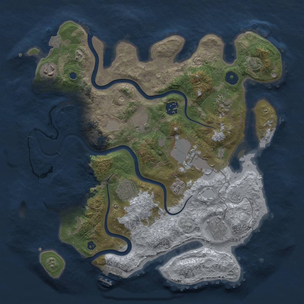 Rust Map: Procedural Map, Size: 3500, Seed: 1600214951, 14 Monuments