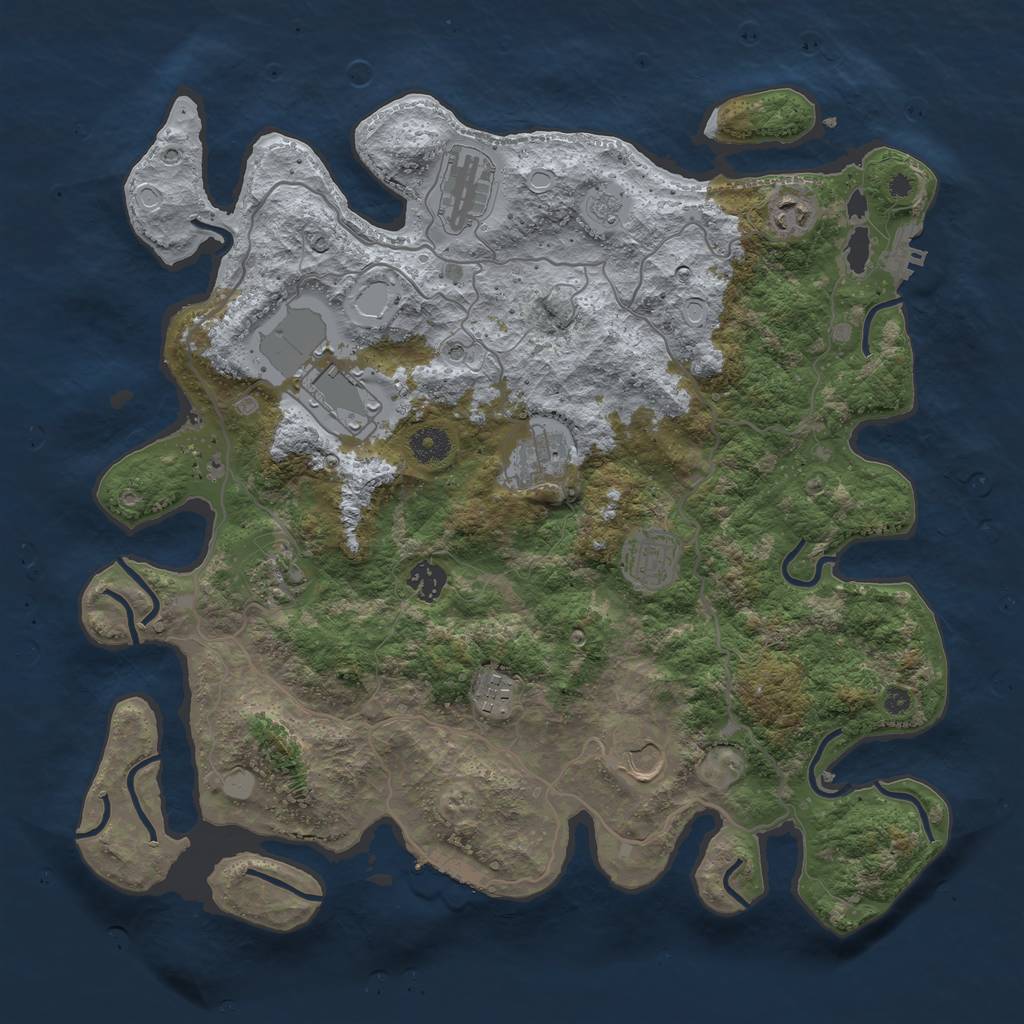 Rust Map: Procedural Map, Size: 4000, Seed: 2514, 18 Monuments